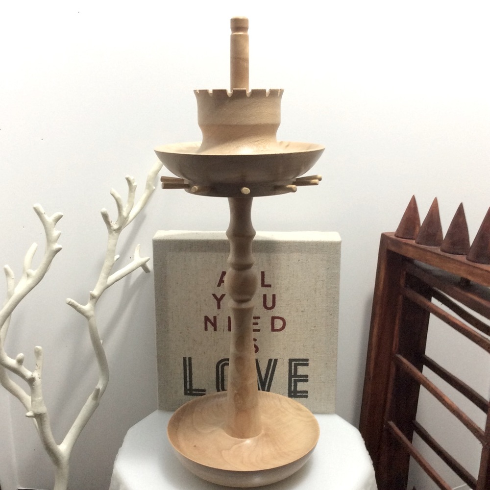 Hand turned solid wood jewelry holder